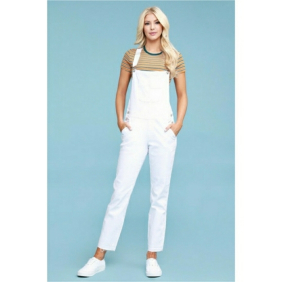 S M L White Relaxed Overalls - Picture 2 of 7